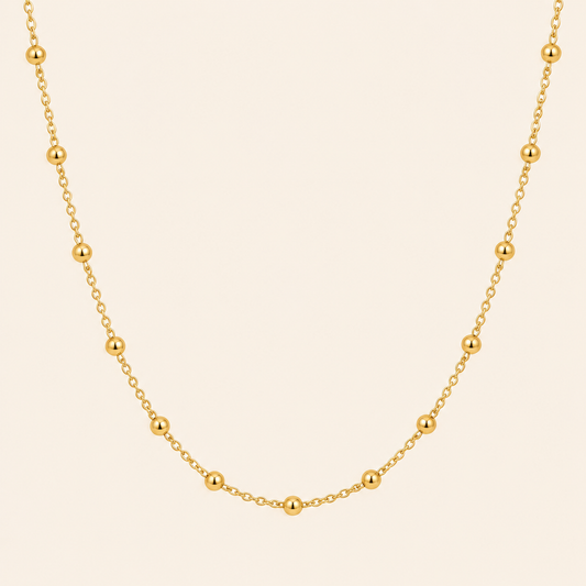 Gold Beaded Chain Necklace