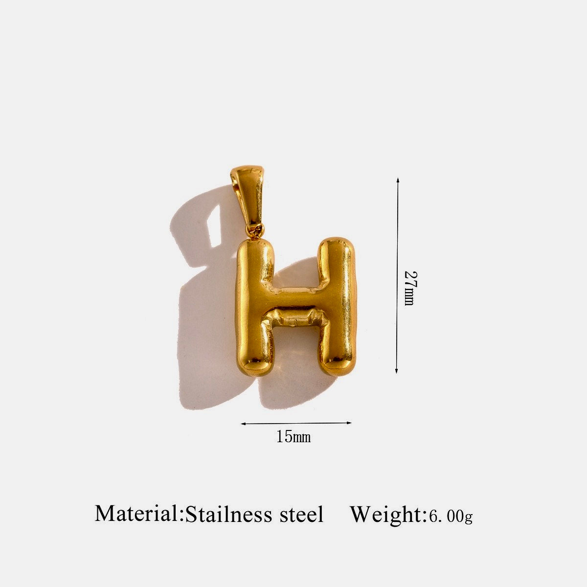 Gold Puffy Initial Charm