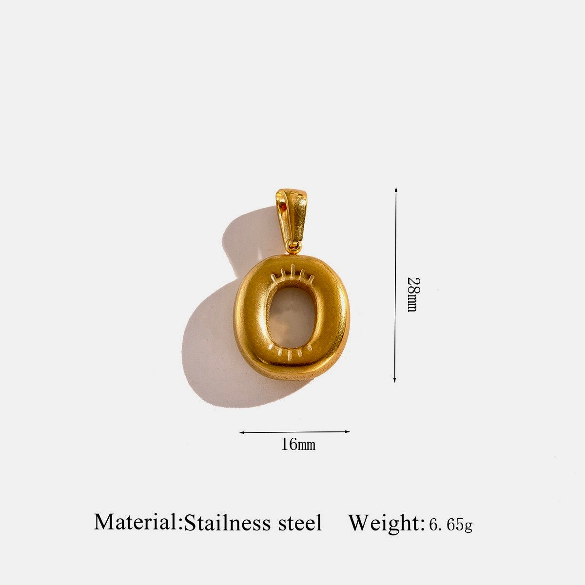 Gold Puffy Initial Charm