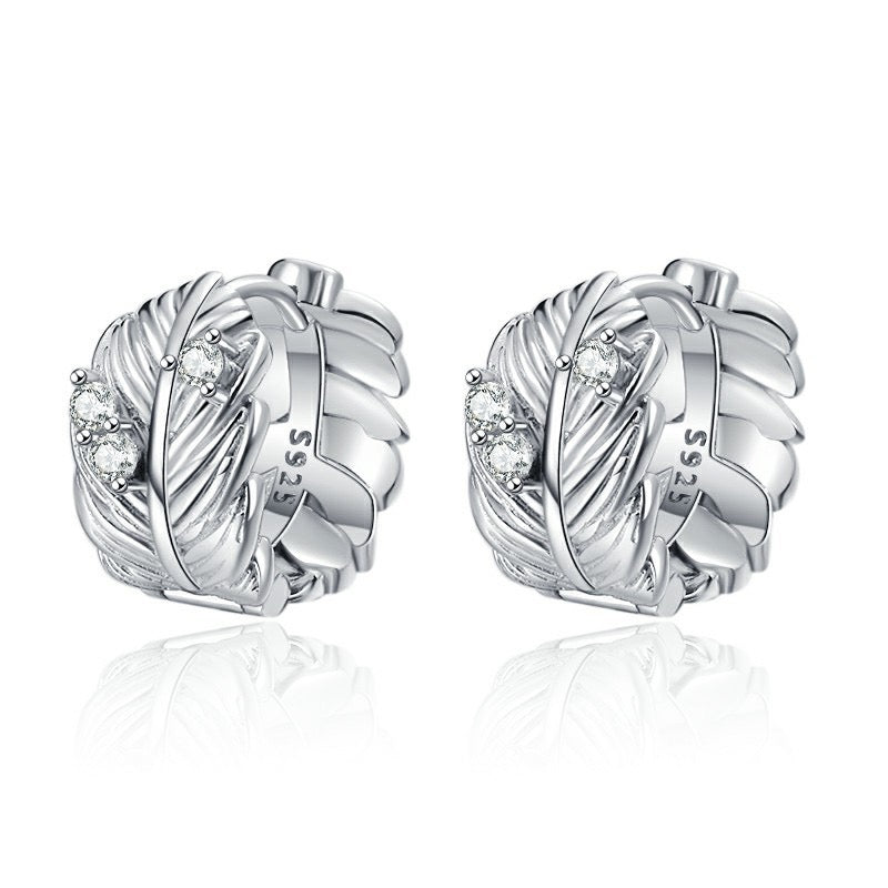 Vintage Feather Sterling Silver Earrings