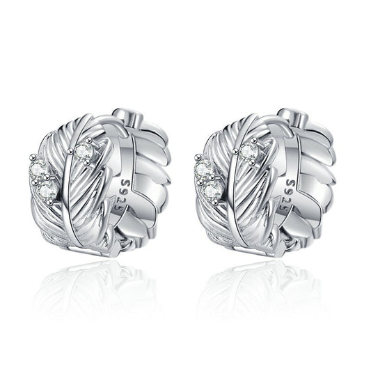 Vintage Feather Sterling Silver Earrings