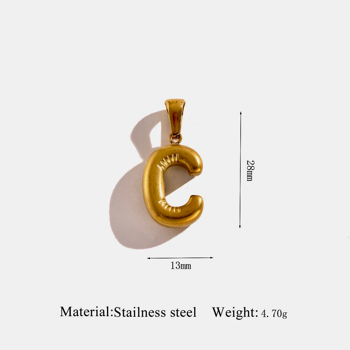 Gold Puffy Initial Charm