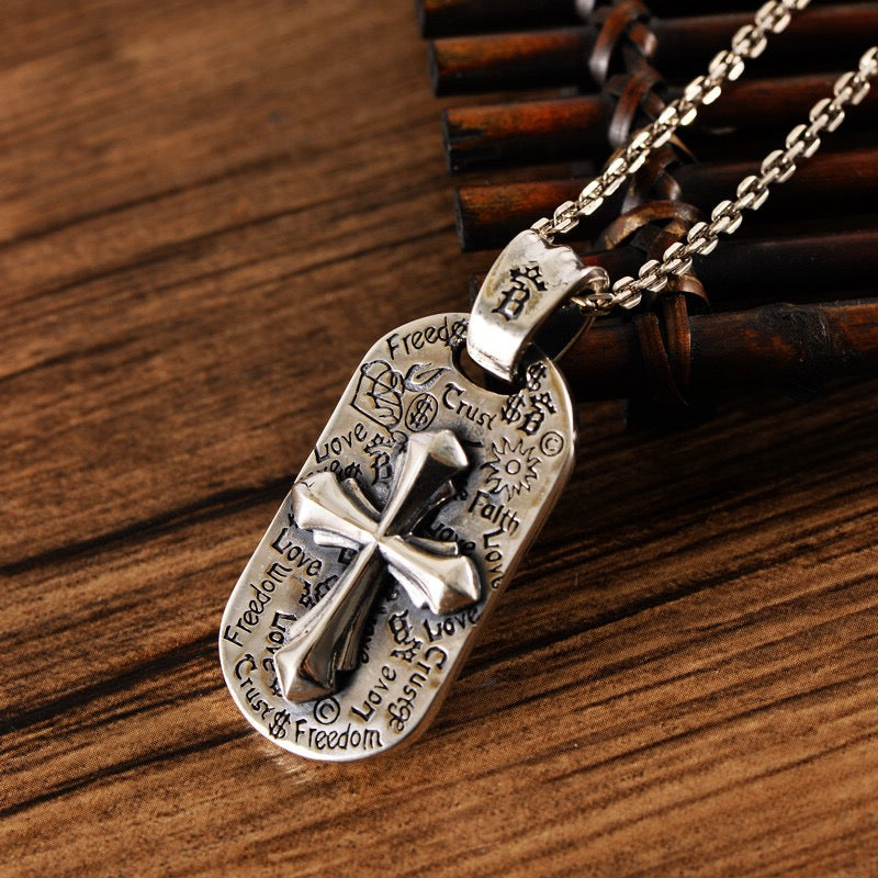 Cross Double Side Sterling Silver Pendant