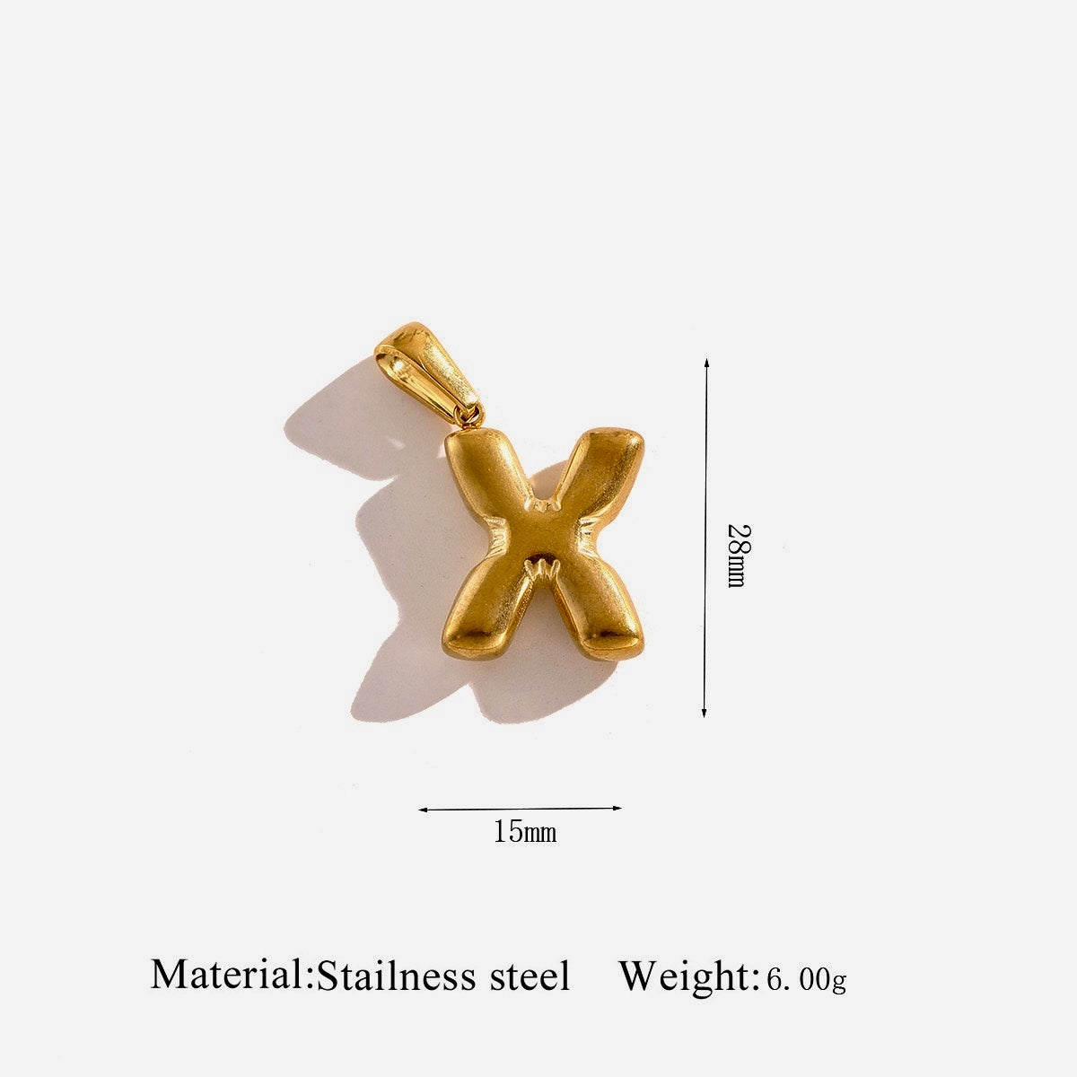 Gold Puffy Initial Charm