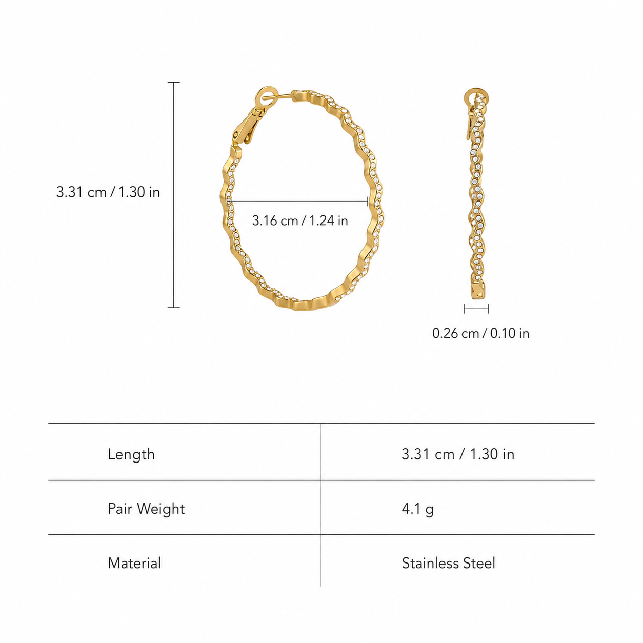 Crystal Wave Hoops
