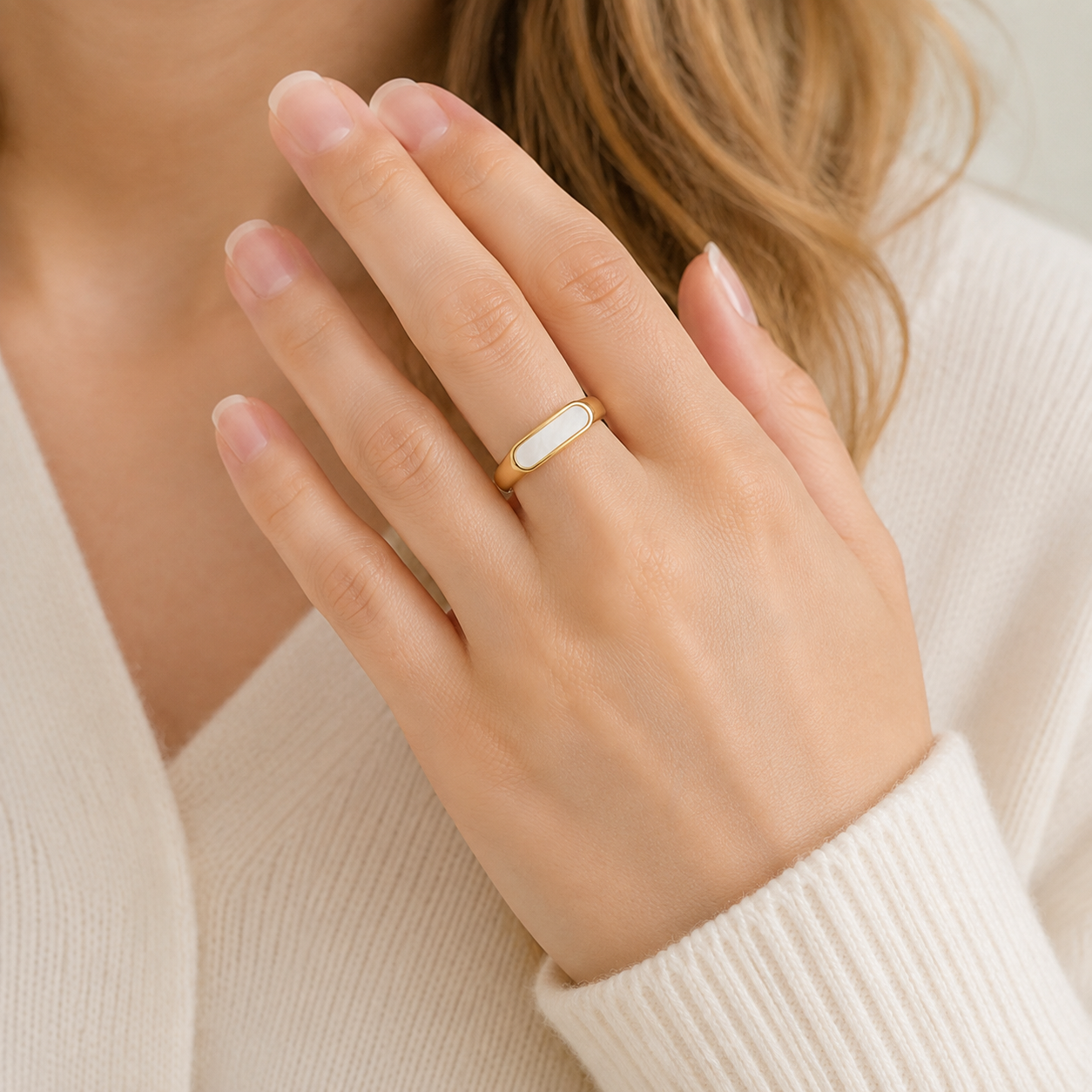 Luna Mother-of-Pearl Signet Ring