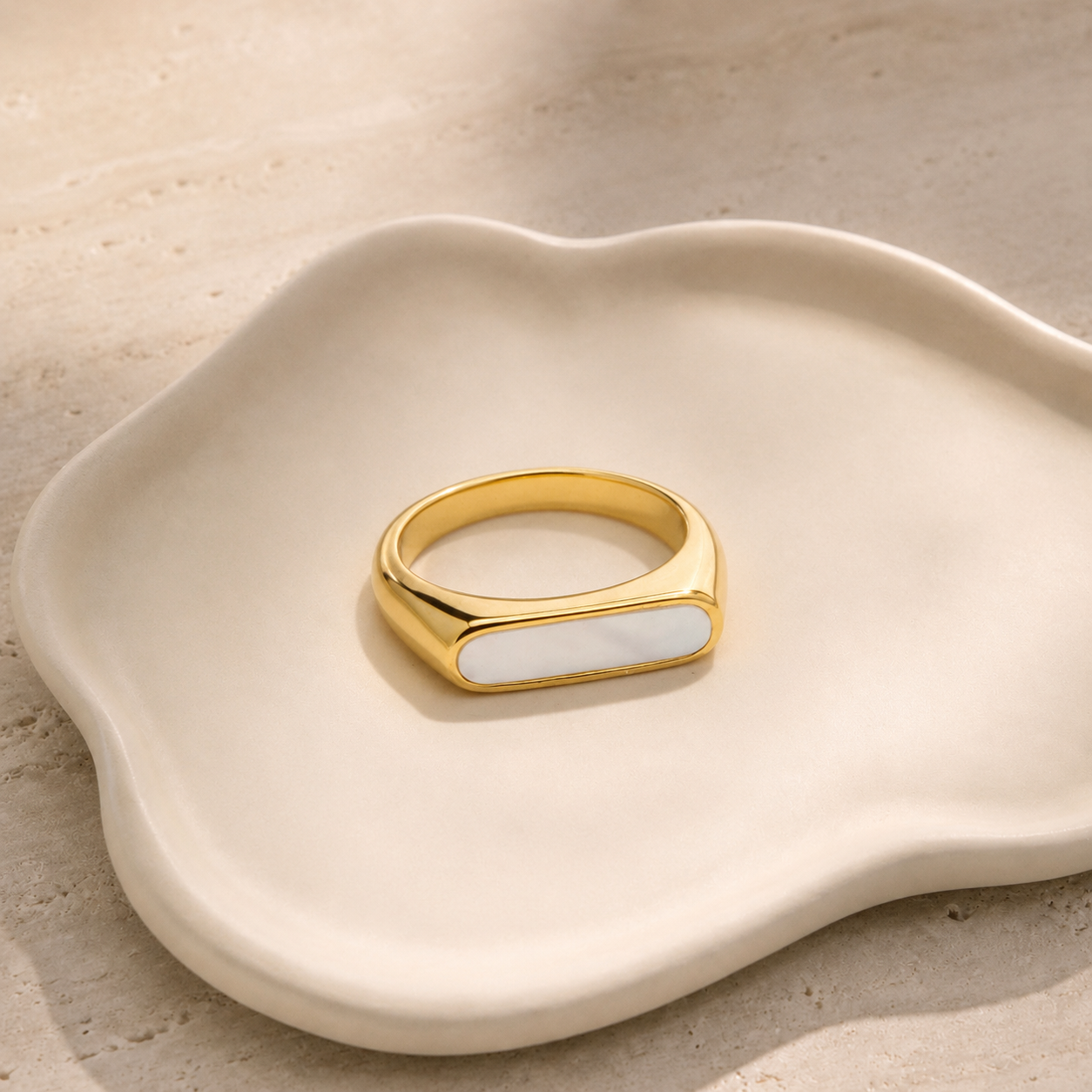 Luna Mother-of-Pearl Signet Ring