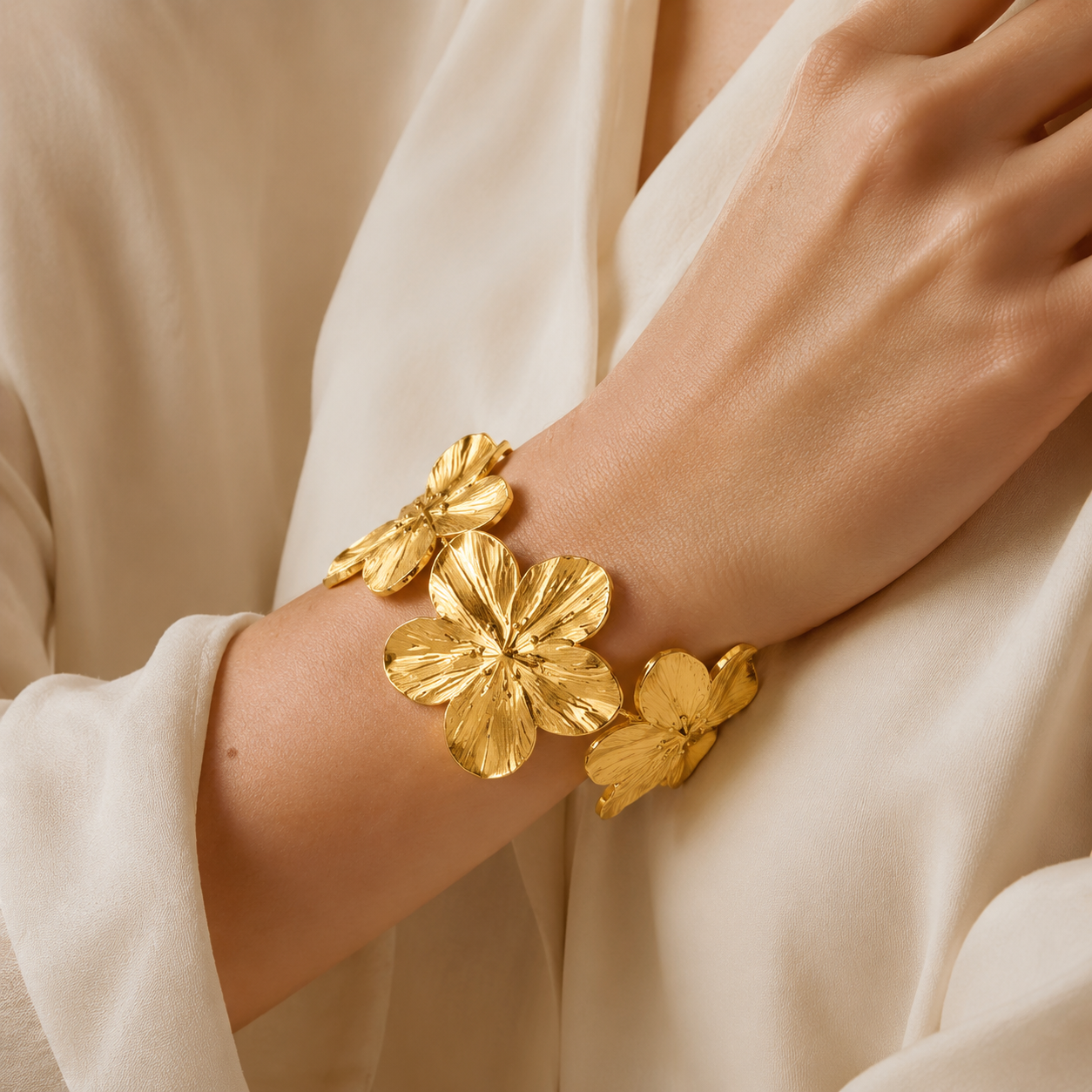 Golden Bloom Statement Cuff