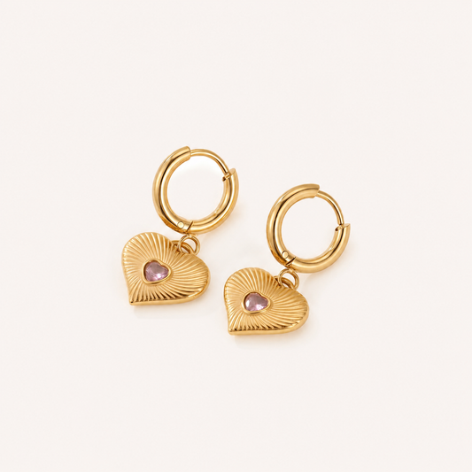 Blush Heart Drop Hoops