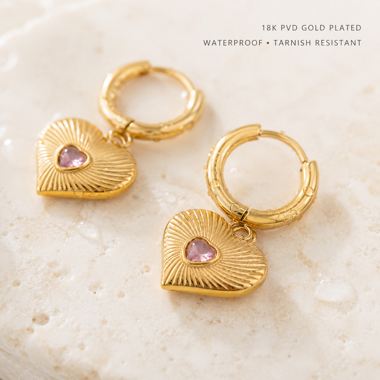 Blush Heart Drop Hoops