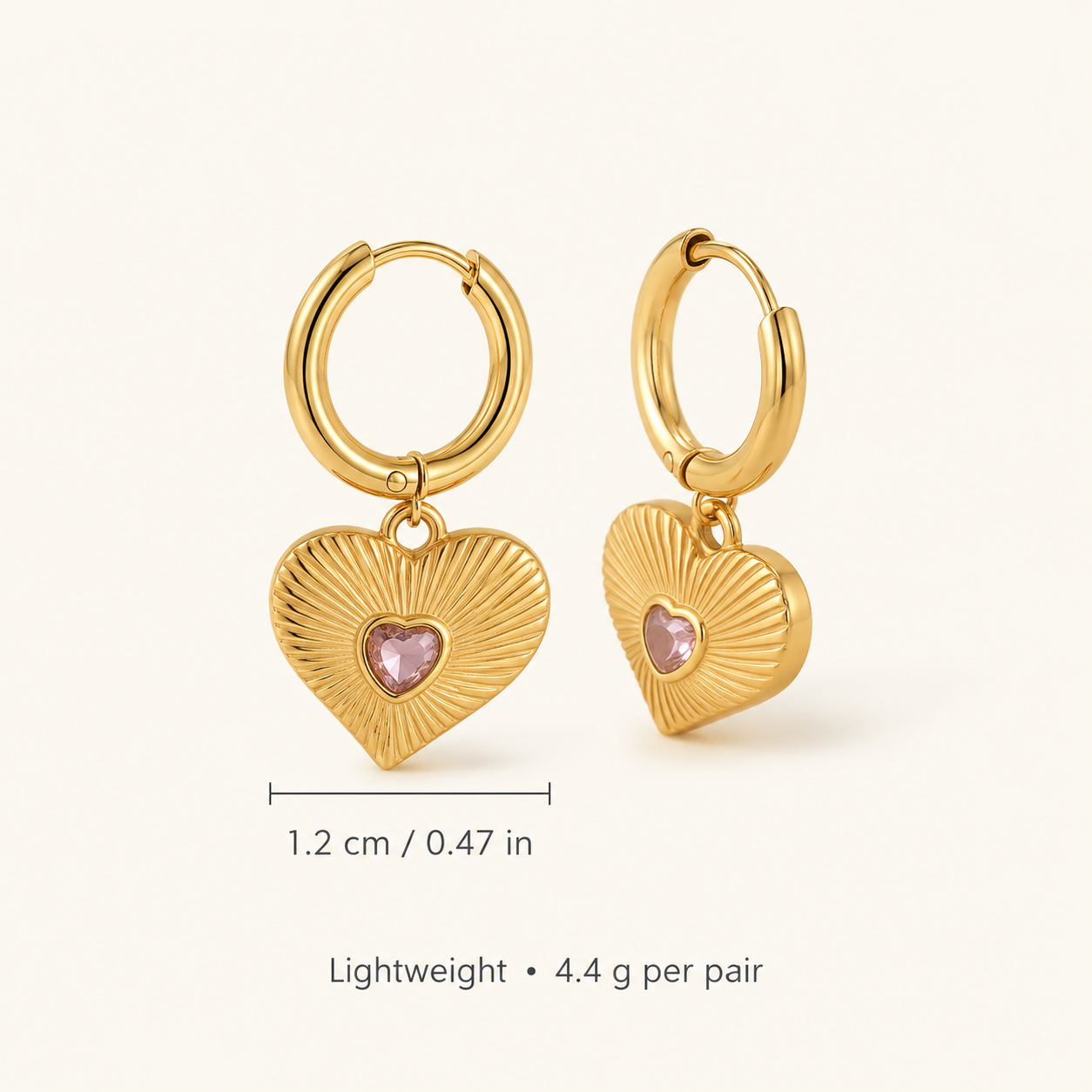 Blush Heart Drop Hoops
