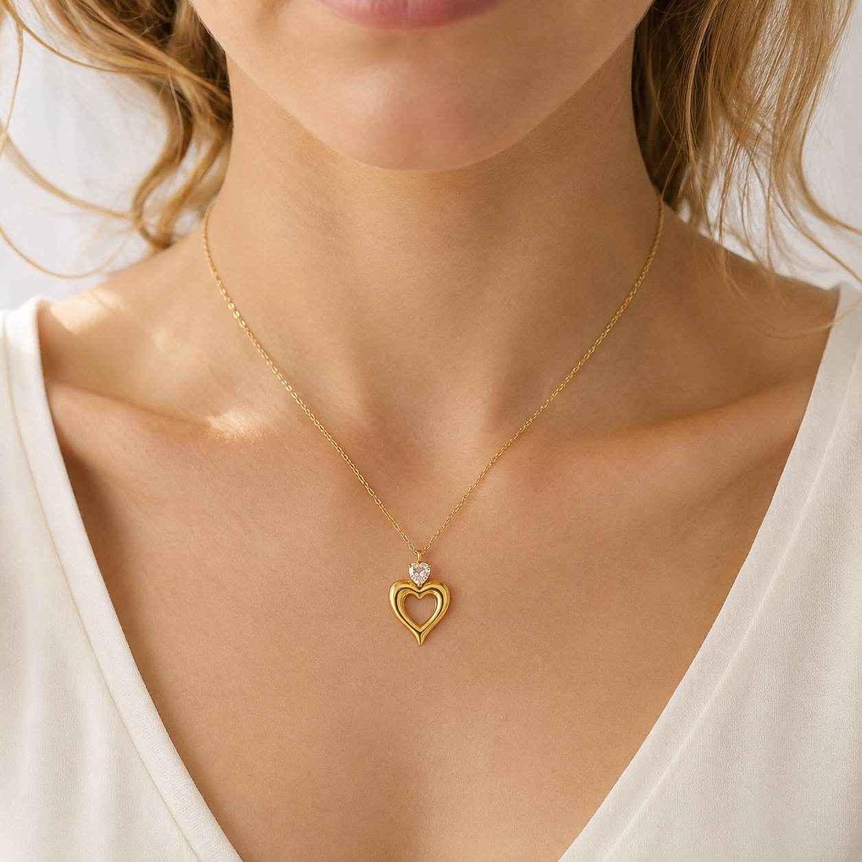 Crystal Open Heart Necklace