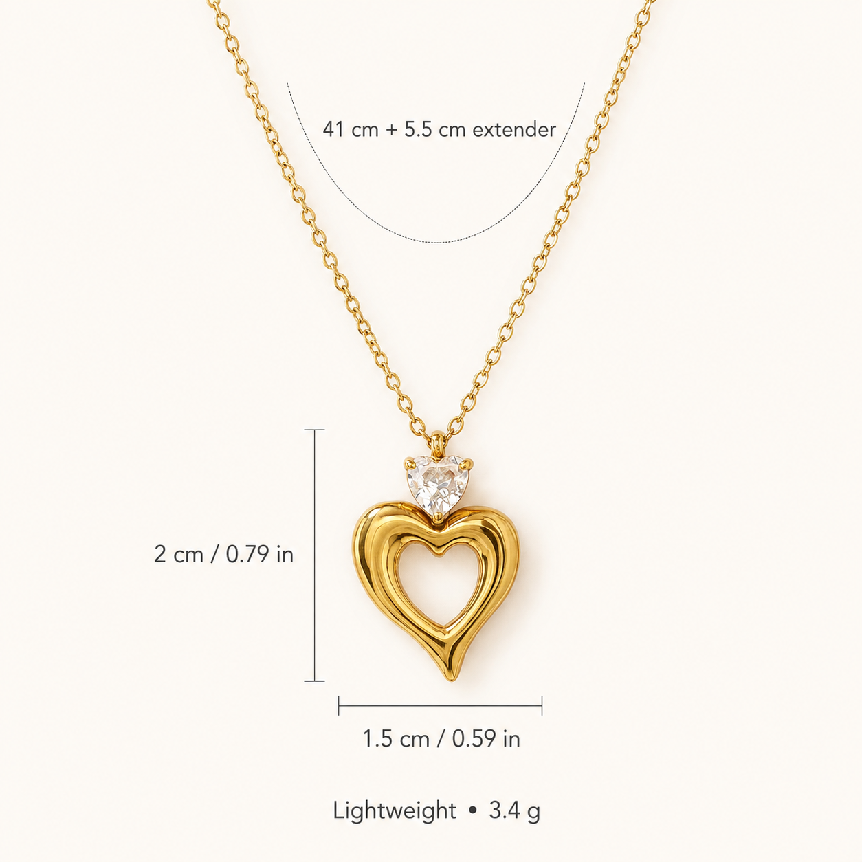 Crystal Open Heart Necklace