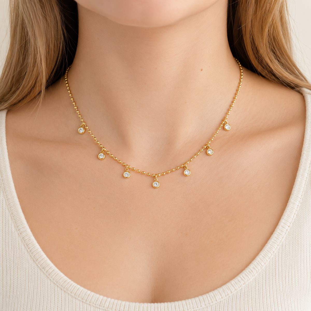 Seven Sparkle Drop Necklace
