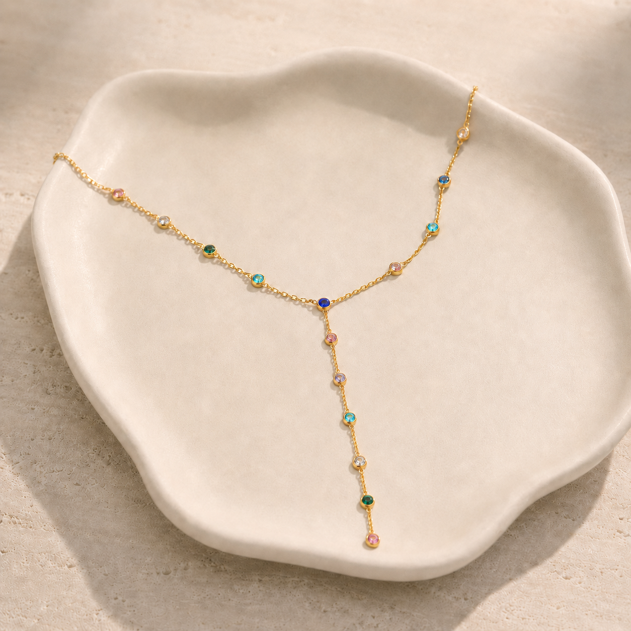 Aurora Crystal Lariat Necklace
