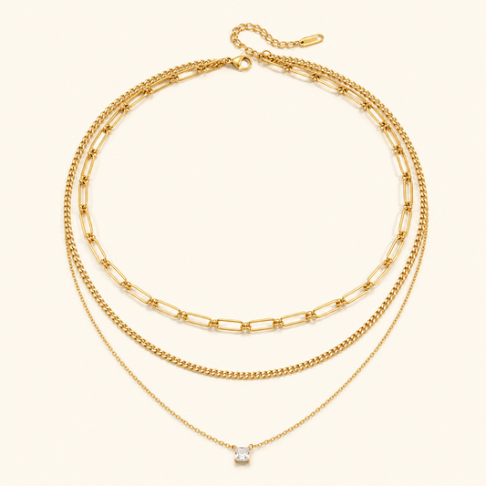 Celeste Layered Solitaire Necklace