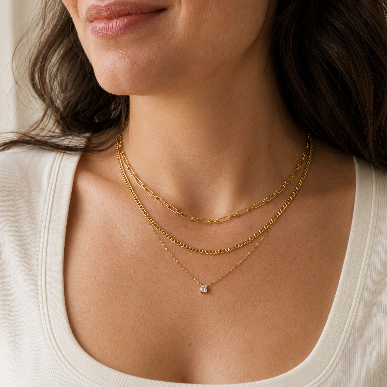 Celeste Layered Solitaire Necklace