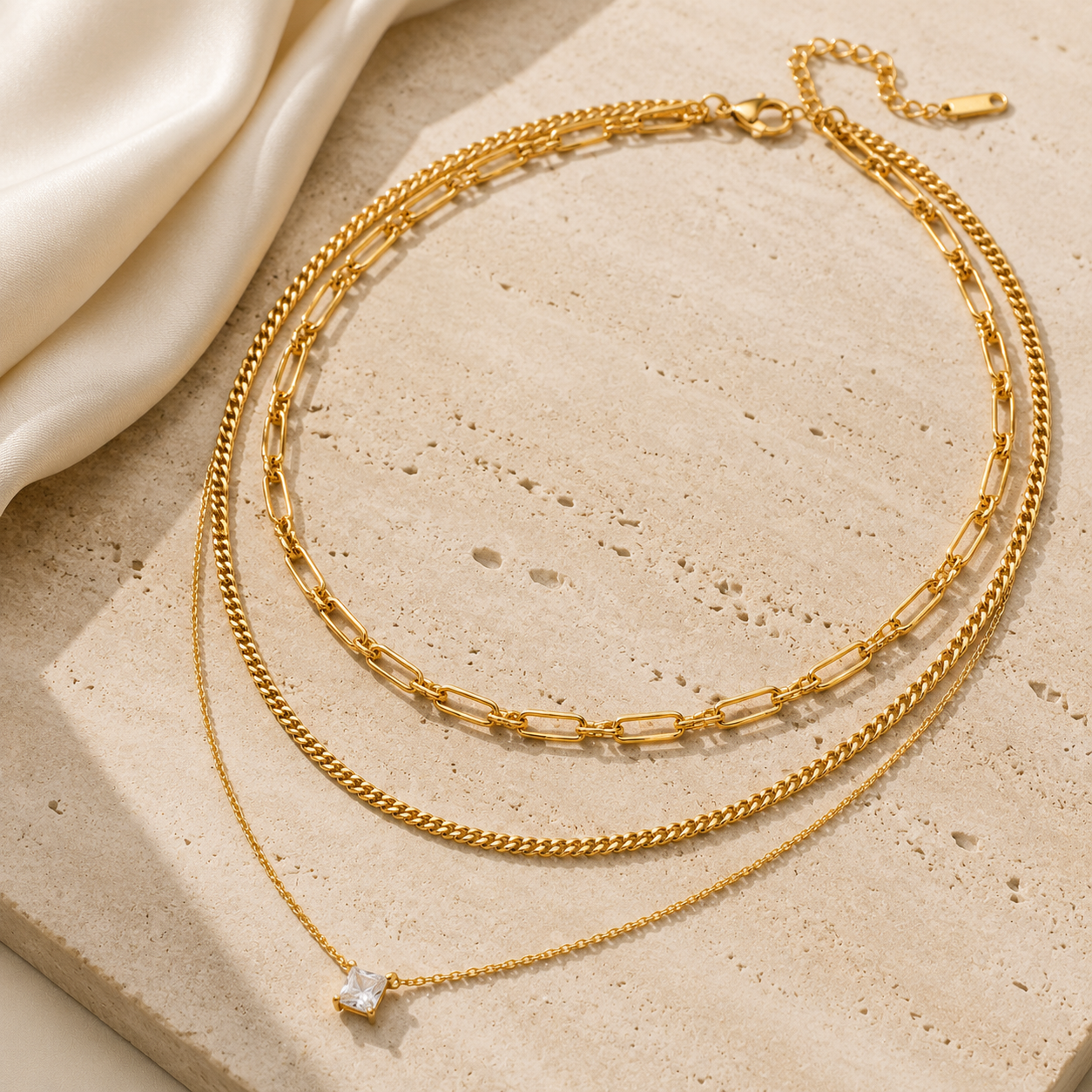 Celeste Layered Solitaire Necklace