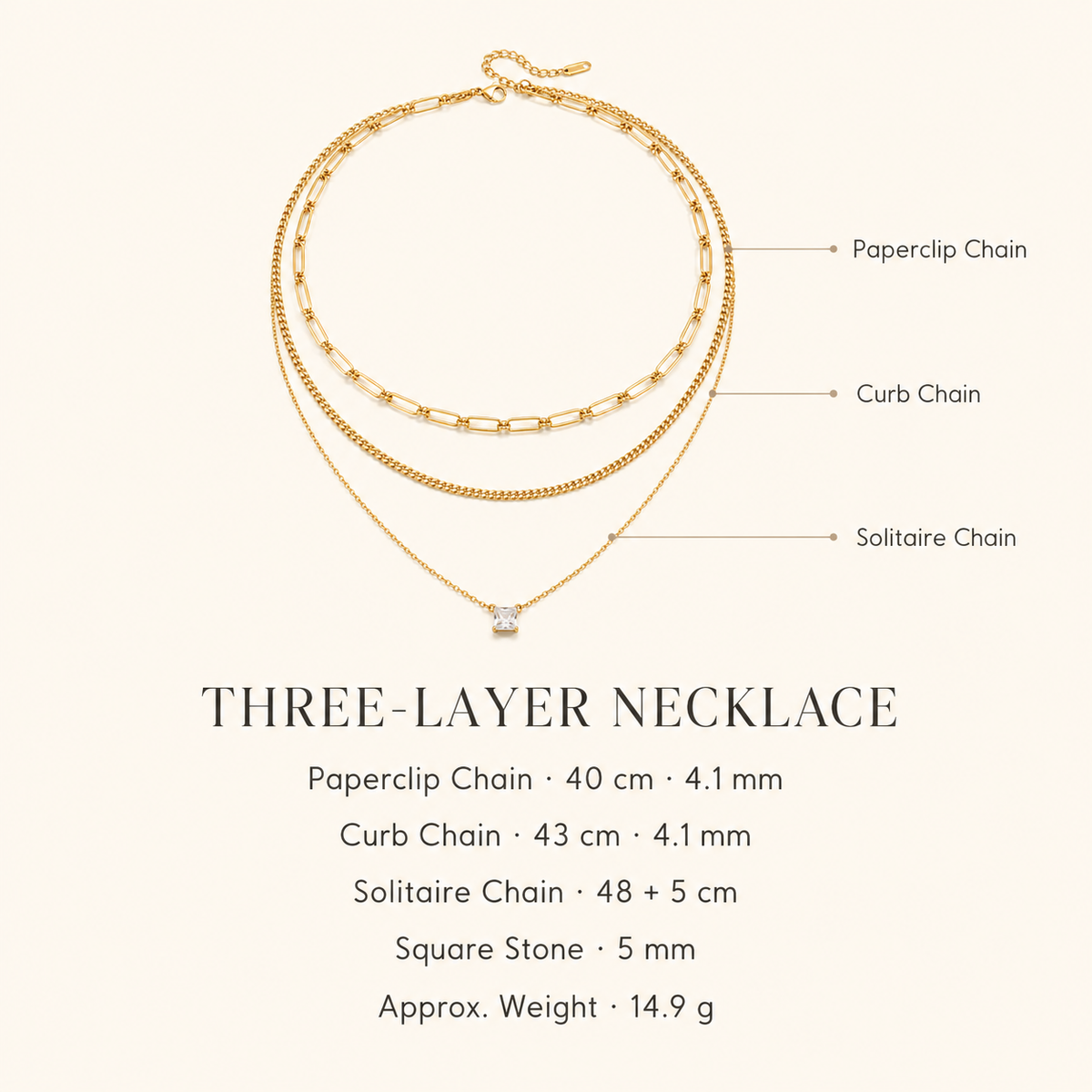 Celeste Layered Solitaire Necklace