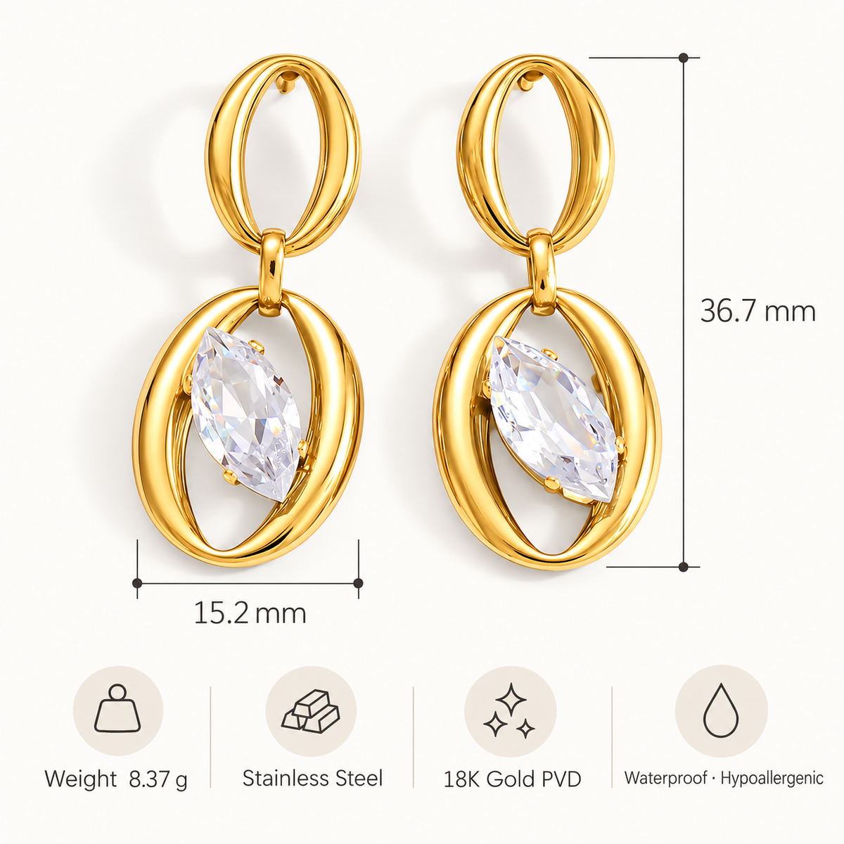 Elara Marquise Drop Earrings
