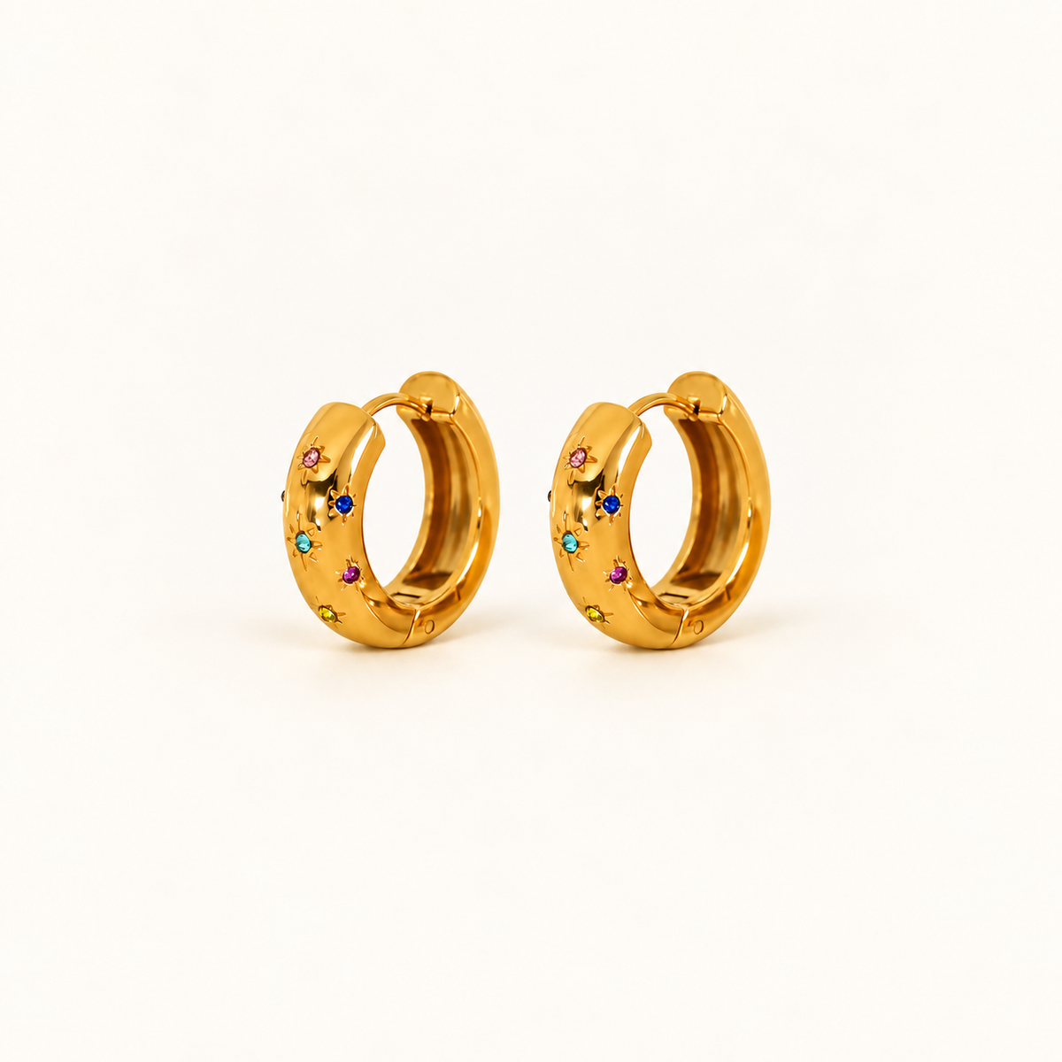 CELESTE RAINBOW HUGGIE EARRINGS