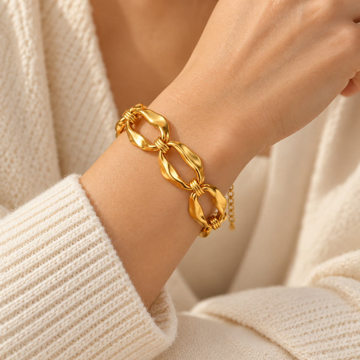 Gold-Tone Sculptural Link Bracelet