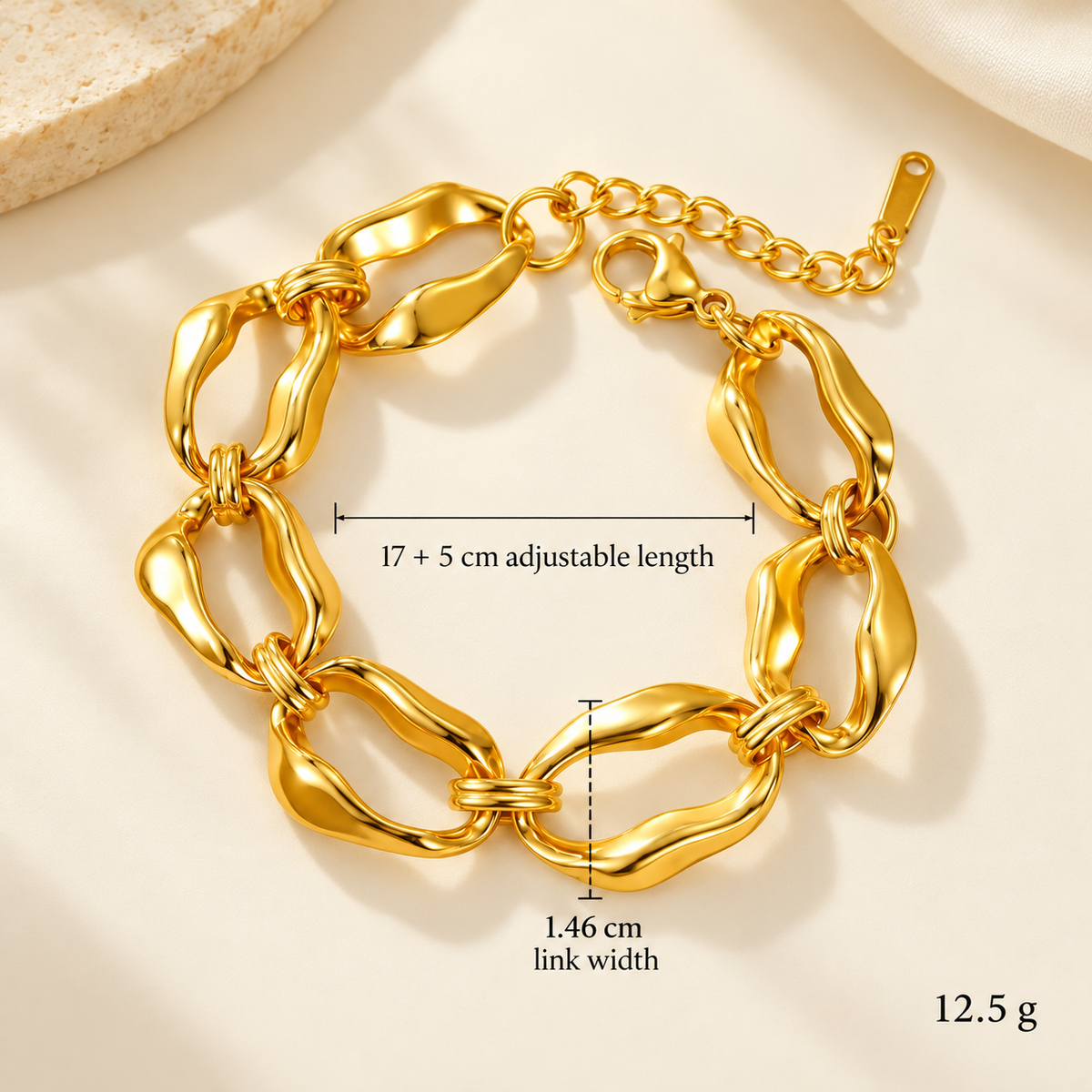 Gold-Tone Sculptural Link Bracelet