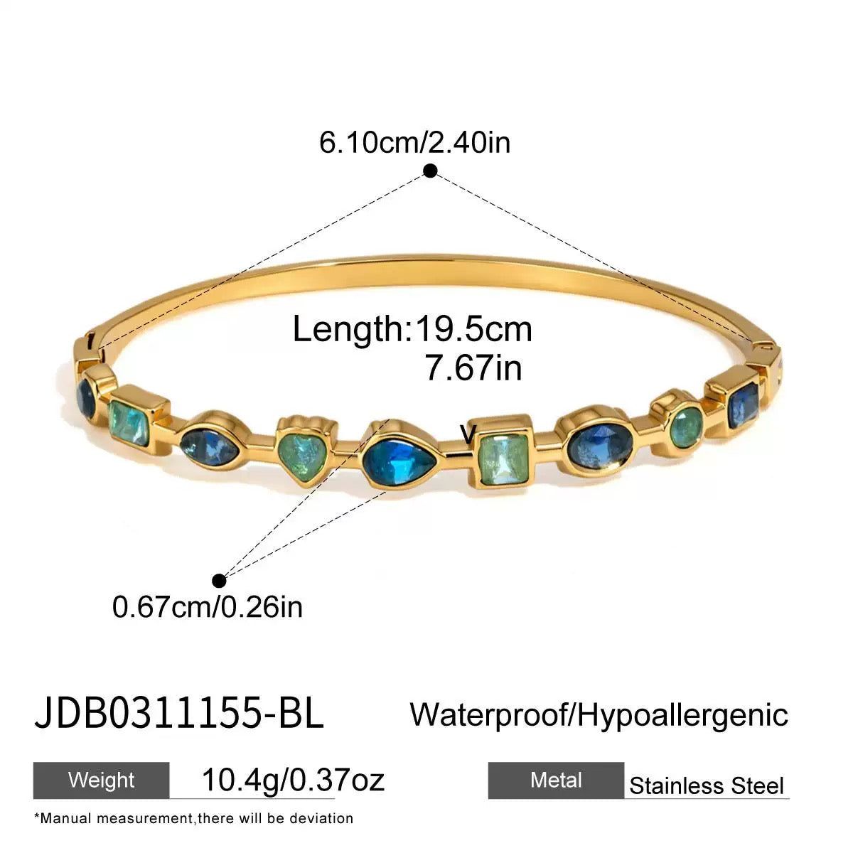 Multicolor Gemstone Gold Bangle