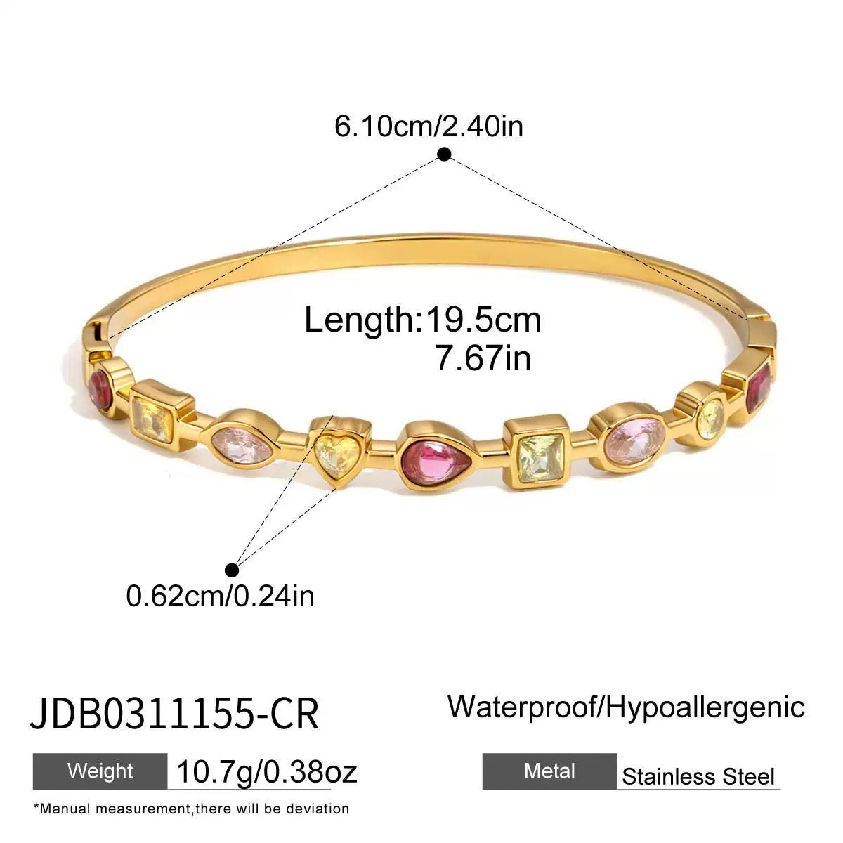 Multicolor Gemstone Gold Bangle