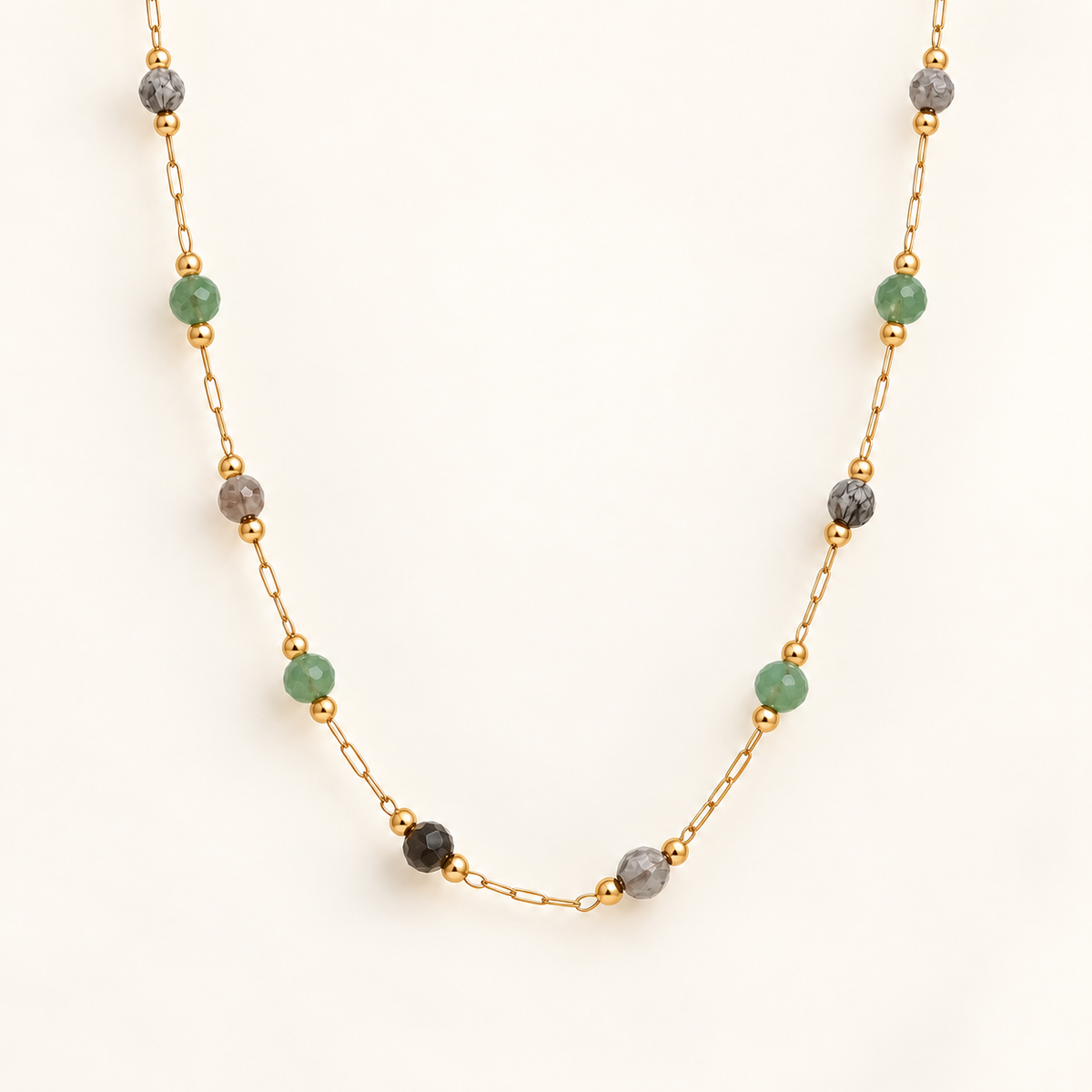 Natural Stone Station Necklace