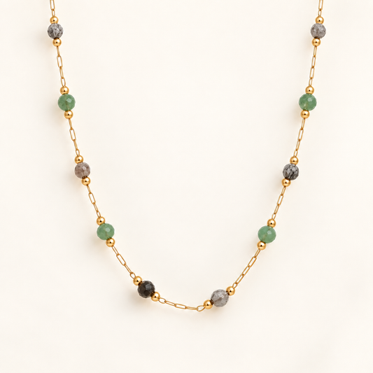 Natural Stone Station Necklace
