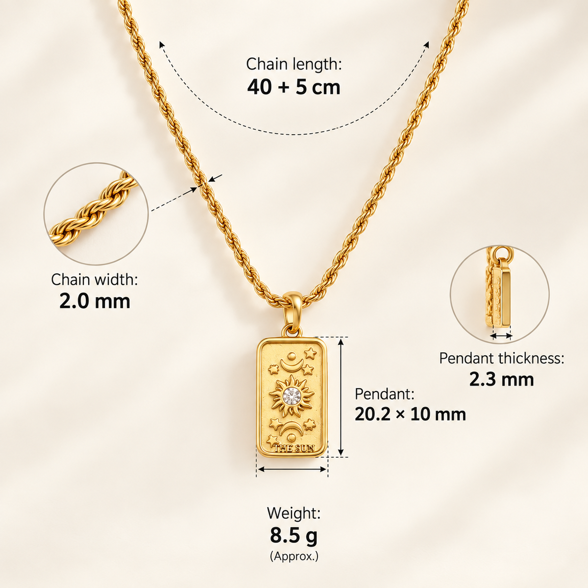 The Sun Tarot Pendant Necklacebu
