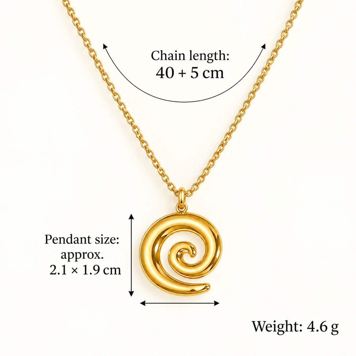 Gold Spiral Pendant Necklace