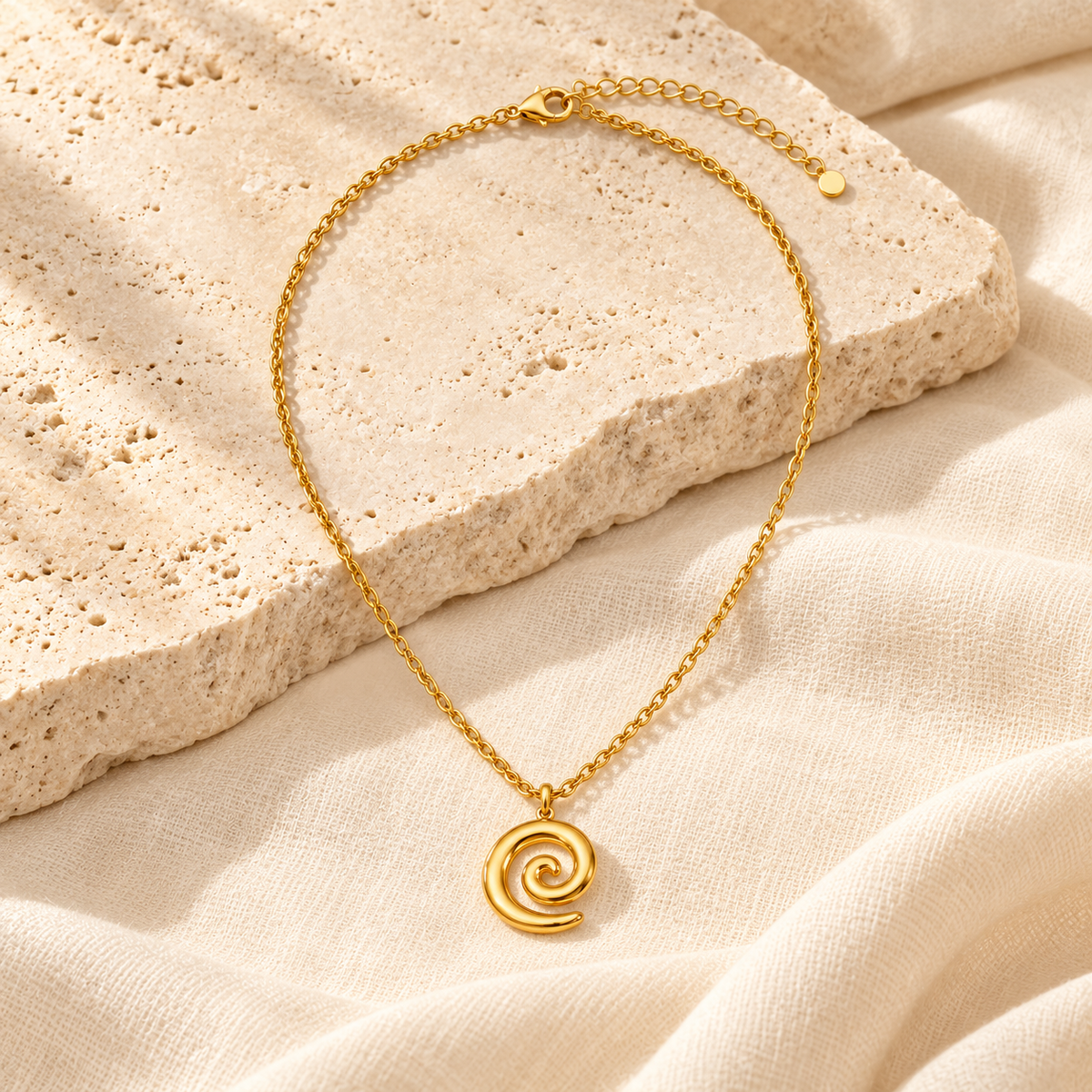 Gold Spiral Pendant Necklace