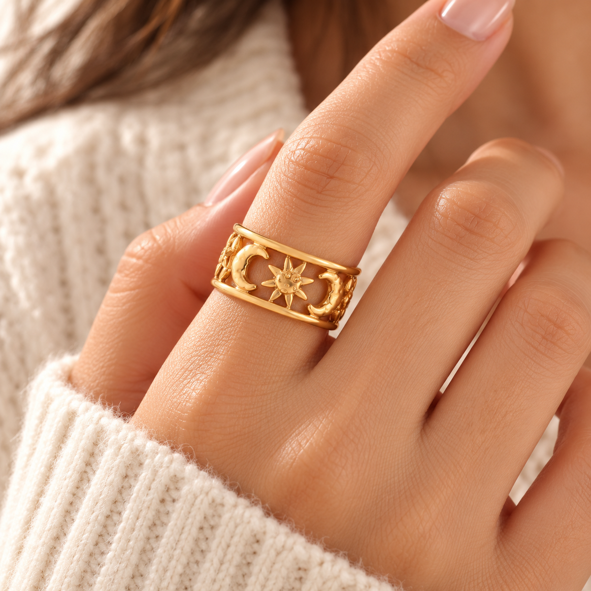 Celestial Sun & Moon Adjustable Ring