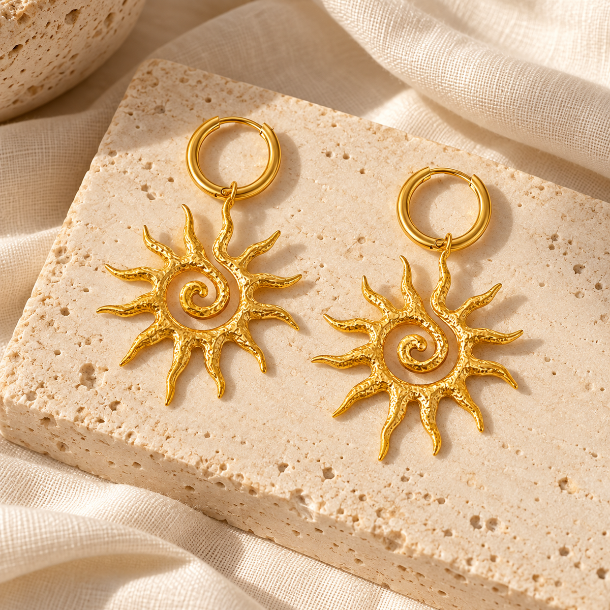 Sun Spiral Statement Earrings