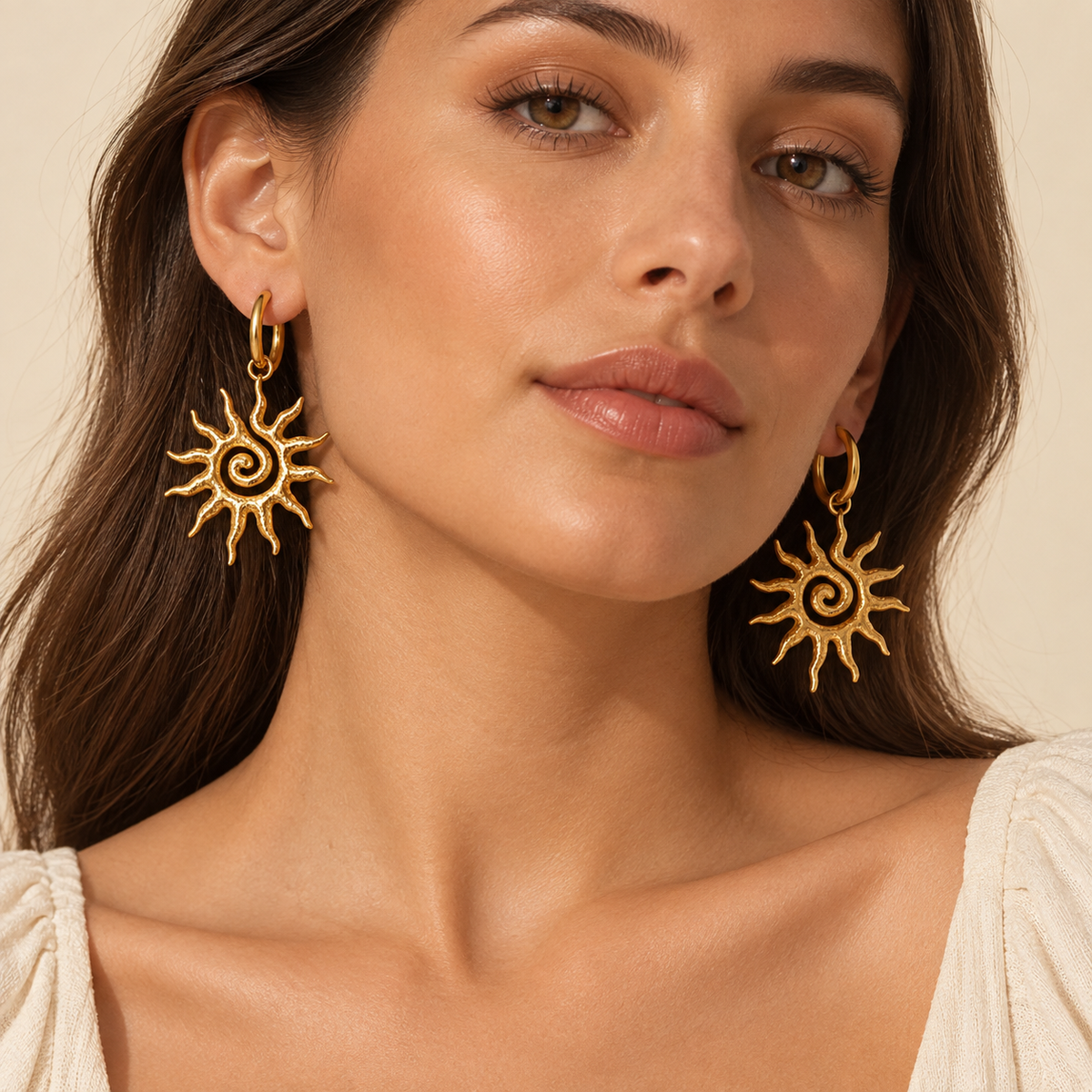 Sun Spiral Statement Earrings