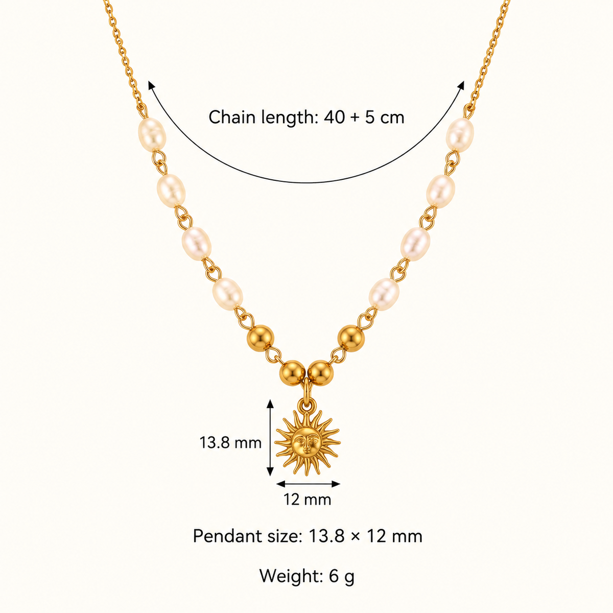 Pearl Sun Pendant Necklace