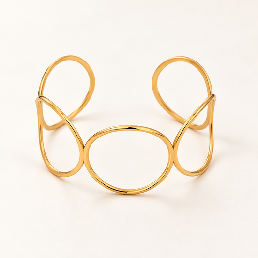 Golden Orbit Open Cuff Bracelet