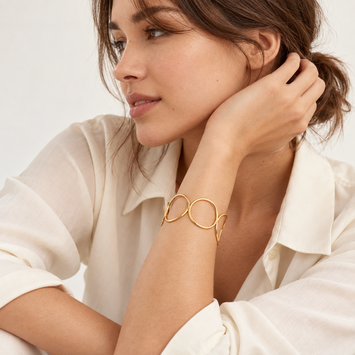 Golden Orbit Open Cuff Bracelet