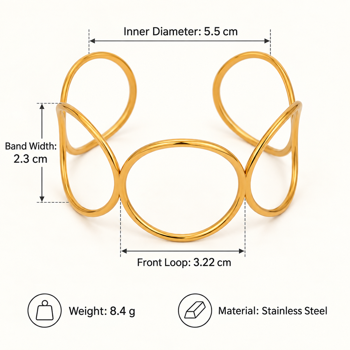 Golden Orbit Open Cuff Bracelet