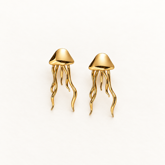 Golden Drift Jellyfish Earrings