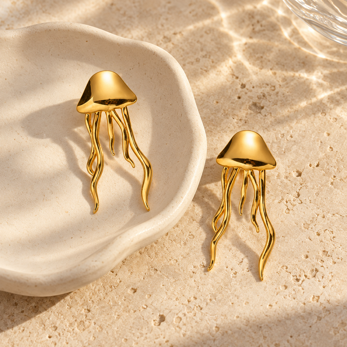 Golden Drift Jellyfish Earrings