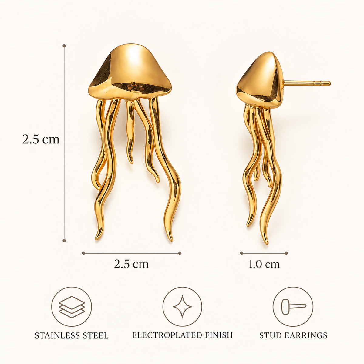 Golden Drift Jellyfish Earrings