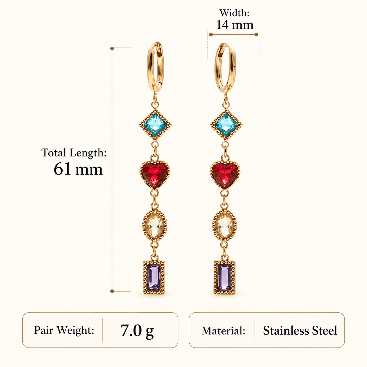 Multicolor Gemstone Drop Earrings