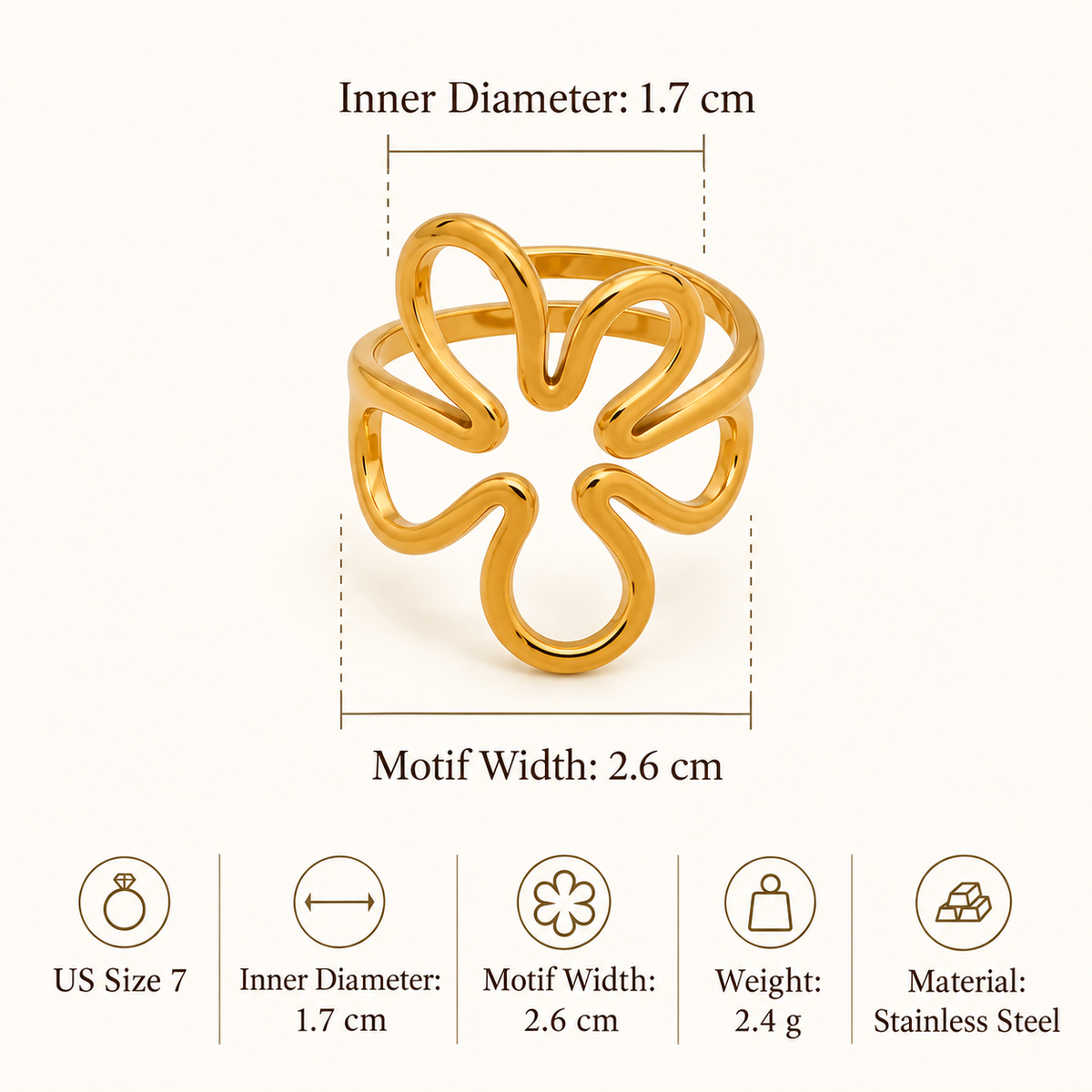 Sculptural Clover Statement Ring
