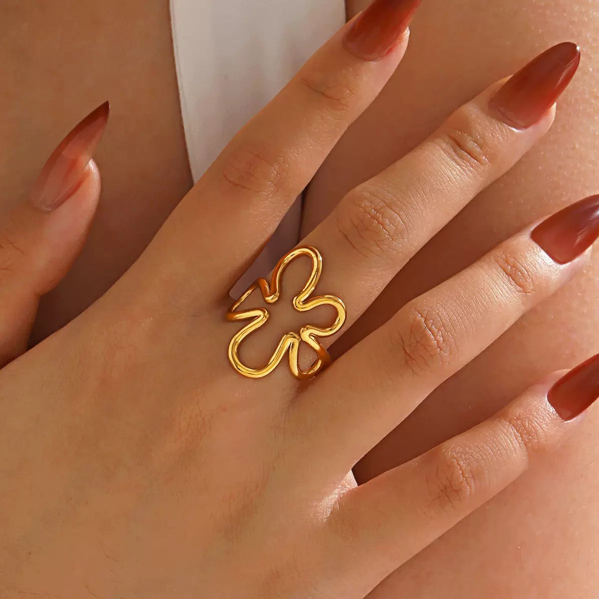Sculptural Clover Statement Ring