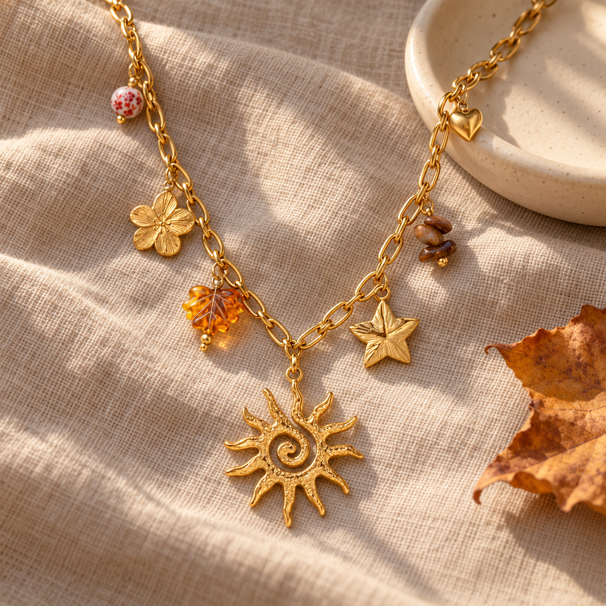 Autumn Sun Charm Necklace