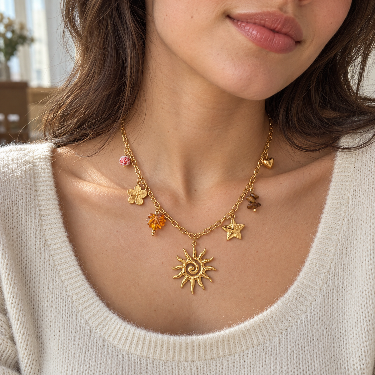 Autumn Sun Charm Necklace