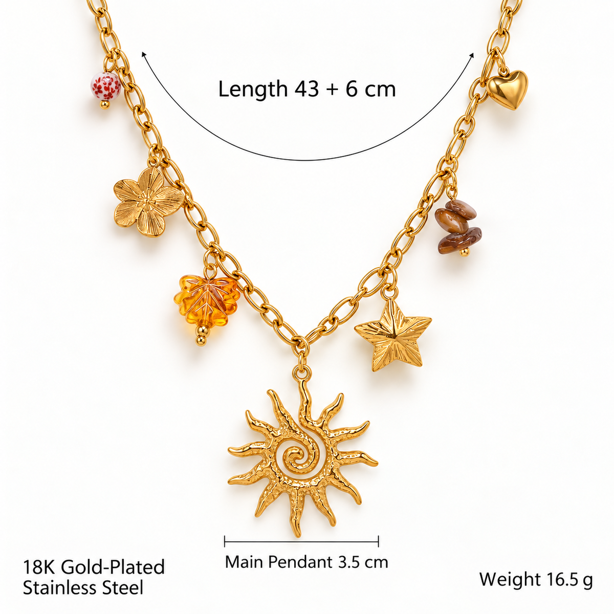 Autumn Sun Charm Necklace